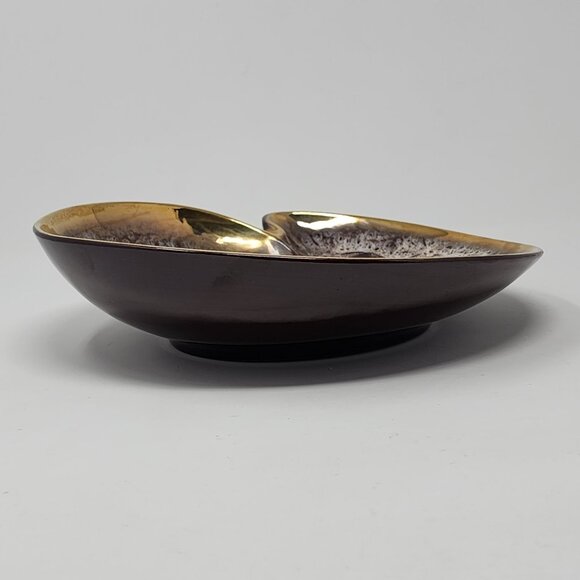 MCM Ashtray Bowl Organic Kidney Shell Conch Shape Orange Brown 11.25" VTG - Picture 8 of 10